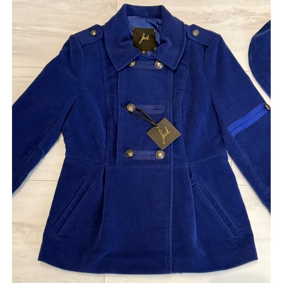 Jack London Jackets & Blazers - Rare! Jack London Royal Blue Double Breasted Velvet Pea Coat Jacket Size M NWT